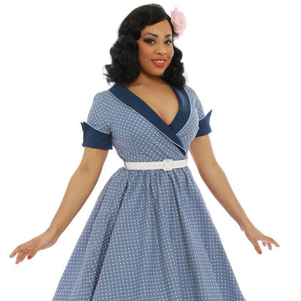 Lindy Bop "Courtney" Pale Blue Swing Dress